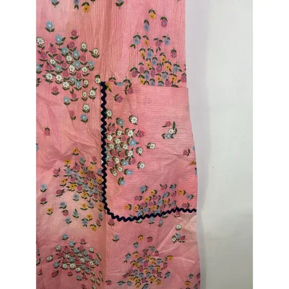 Deadstock Vintage 60s Garden Floral Dagger Collar Zip House Dress - Picture 5 of 8